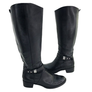 Franco Sarto Cleveland Womens Size 6 Tall Black Leather Strap riding boots‎